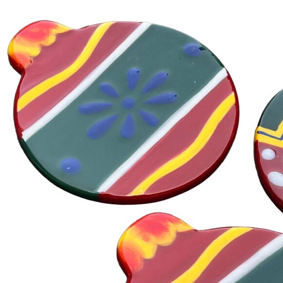 Set of 8 Ceramic Christmas Ornament Coasters Festive Holiday Decor Gift - Picture 4 of 4